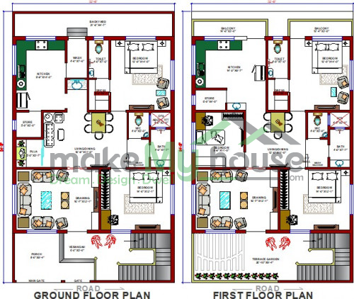 Buy 32x54 House Plan | 32 by 54 Elevation Design | Plot Area Naksha