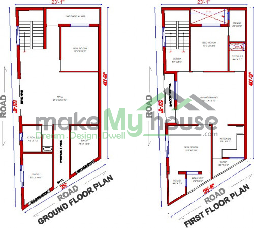 Buy 23x40 House Plan 23 by 40 Elevation Design Plot