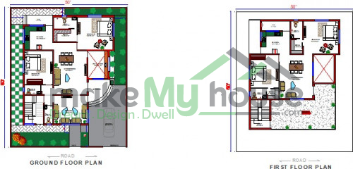 50x60 House Plan 50 60 Home Design 50 By 60 3000 Sqft Ghar Naksha