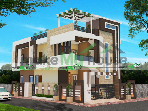 2 Floor House Elevation Designs Architecture Design Naksha Images 3d Floor Plan Images Make My House Completed Project