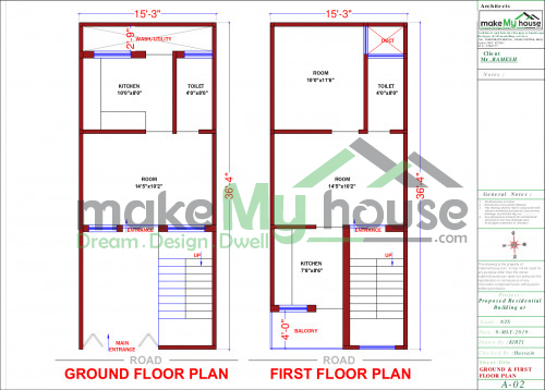 15x36 Home Plan 540 Sqft Home Design 2 Story Floor Plan