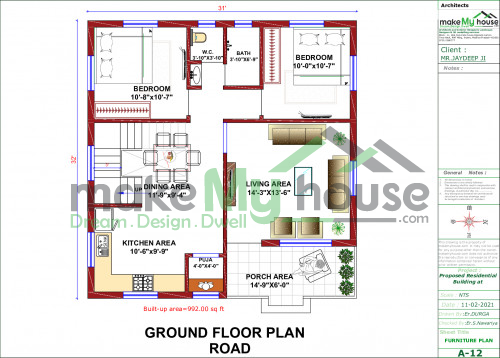 33 32 Front Elevation 3d Elevation House Elevation