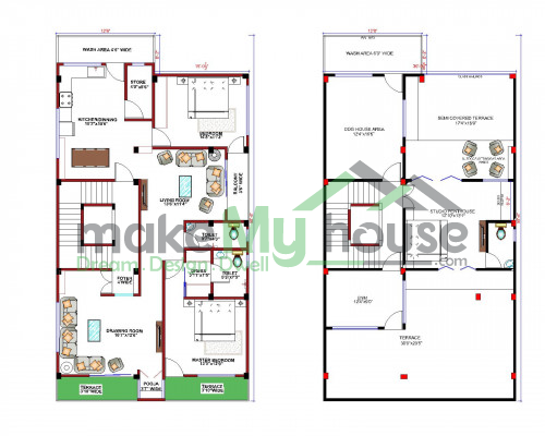 Buy 28x58 House Plan | 28 by 58 Elevation Design | Plot Area Naksha