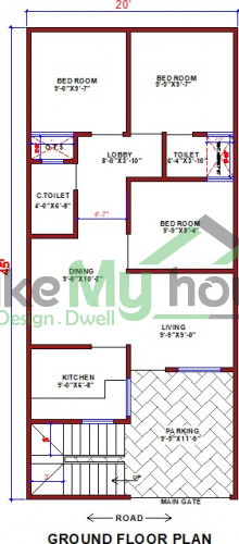Buy 20x45 House Plan | 20 by 45 Elevation Design | Plot Area Naksha