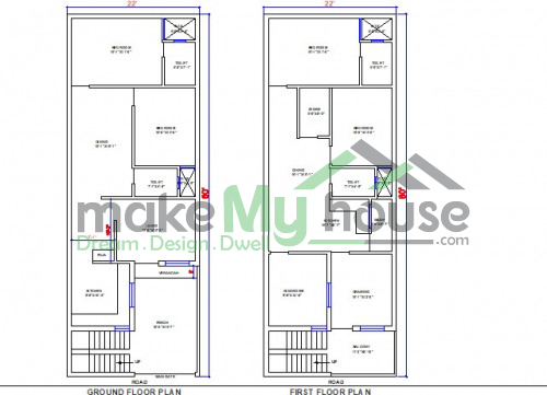 Buy 22x60 House Plan | 22 by 60 Elevation Design | Plot Area Naksha