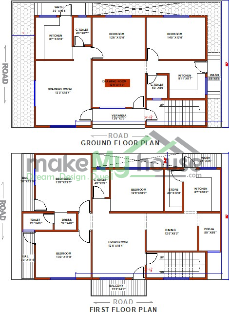 Floor Plan For 30 X 50 Feet Plot 4 BHK 1500 Square Feet 166 51 OFF