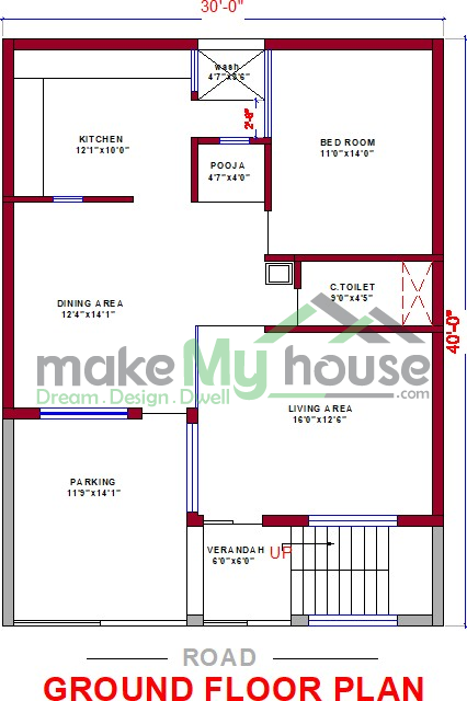 Floor Plan For 30 X 40 Feet Plot 2