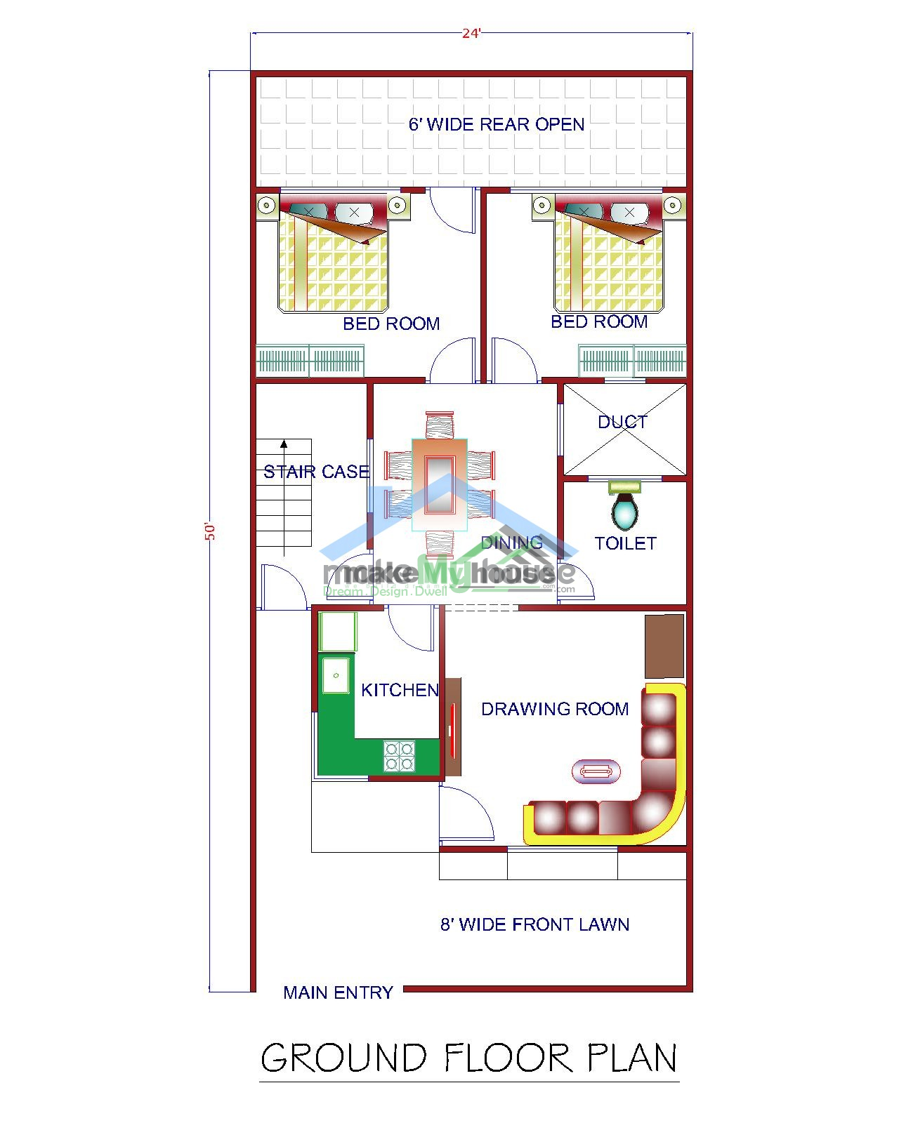 20X50 House Plan East Facing - jussie-mylittlefamily