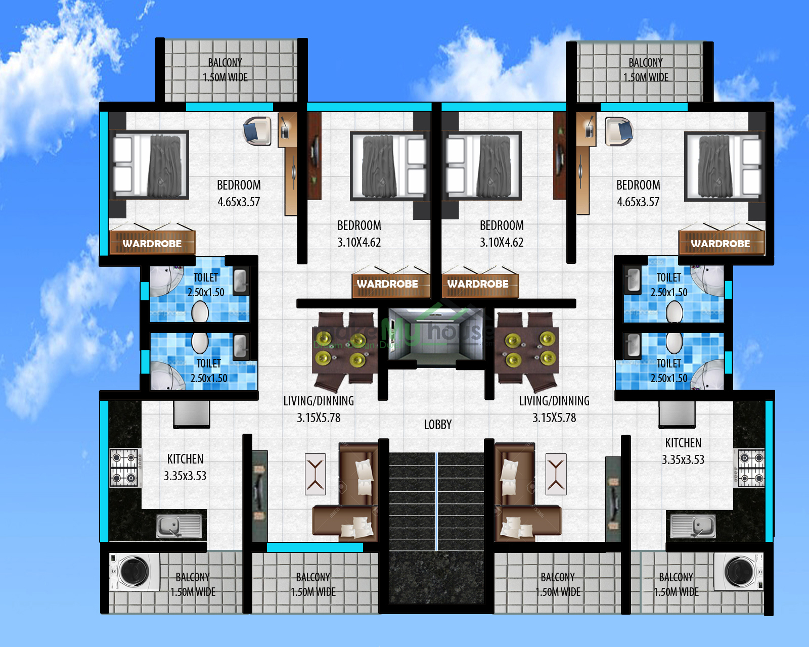 60x60 Multistory Apartment Plan 3600 Sqft Multistory Apartment Architecture Design Ideas