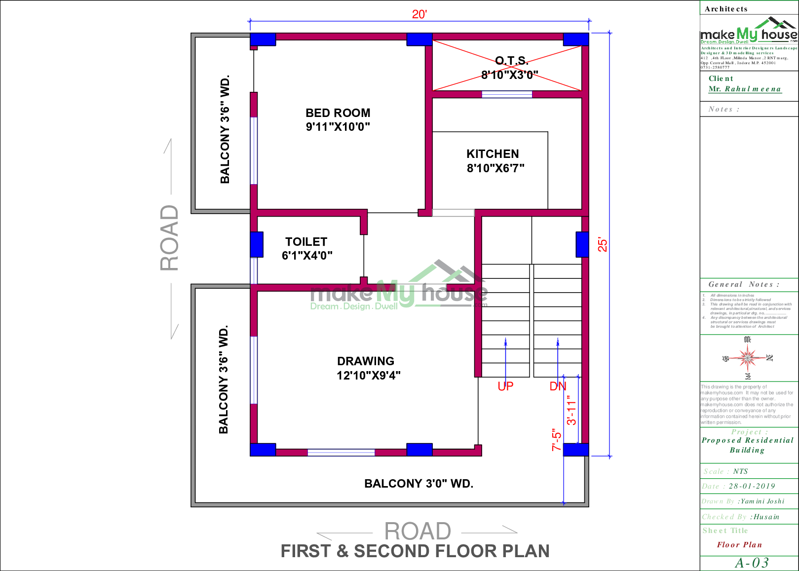 x25 Home Plan 500 Sqft Home Design 3 Story Floor Plan