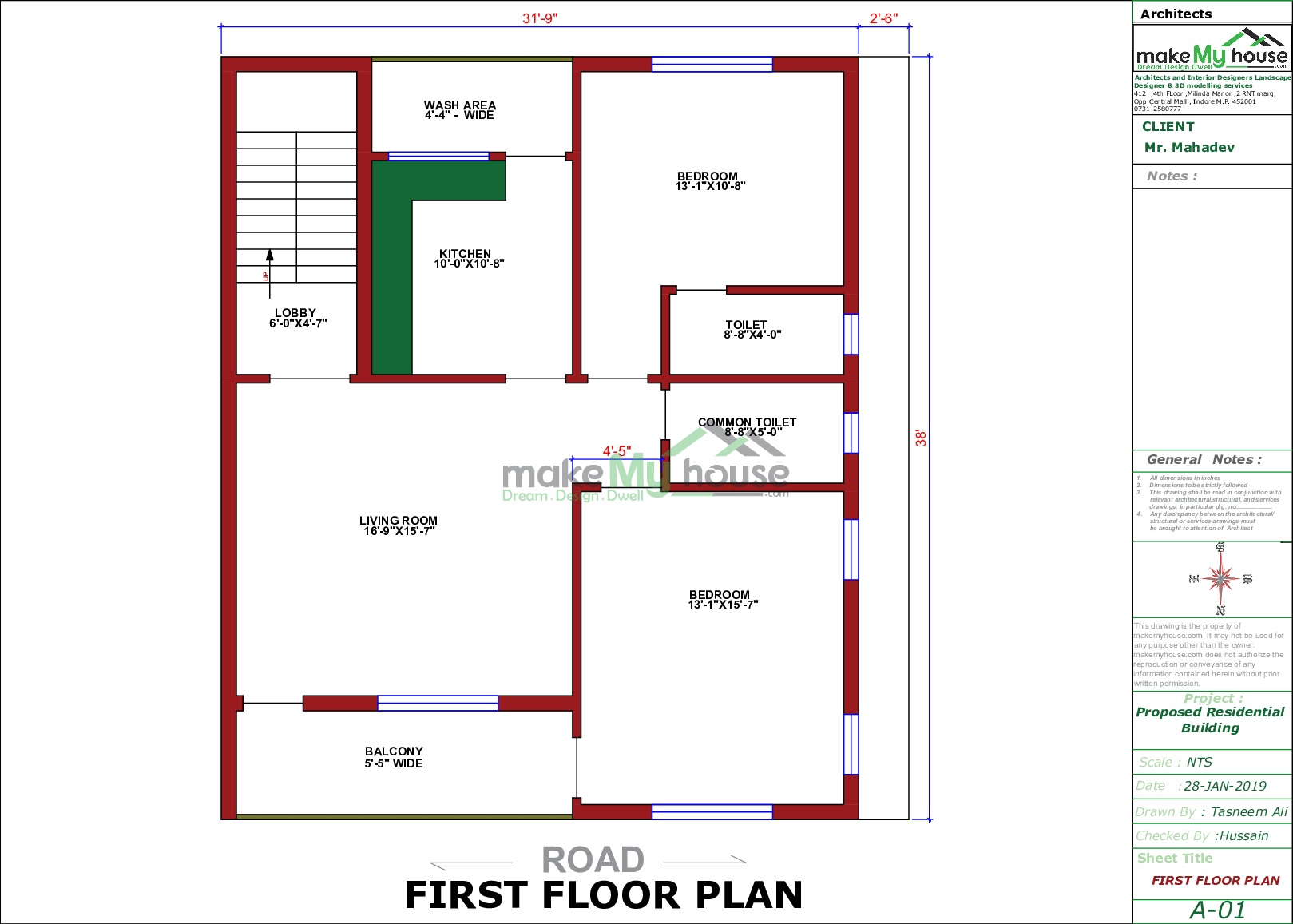 32x38 Home Plan 1216 Sqft Home Design 2 Story Floor Plan