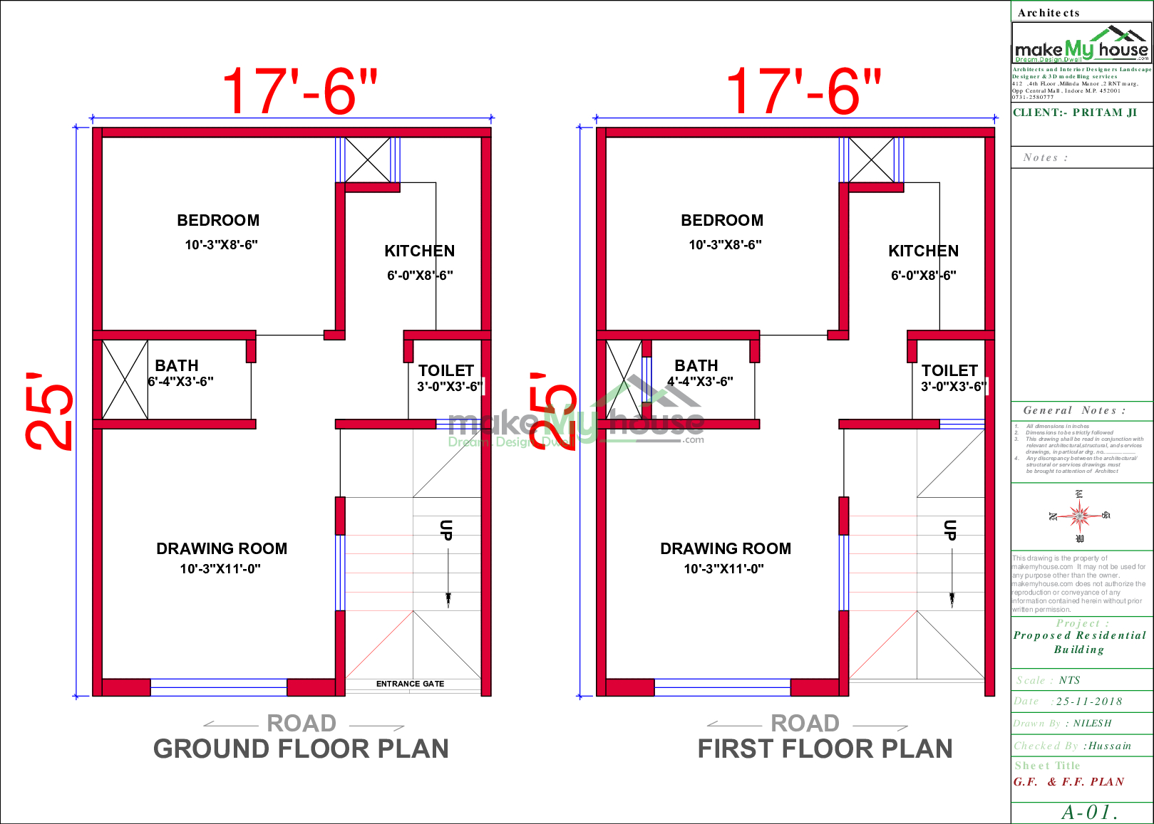 17x25 Home Plan 425 Sqft Home Design 2 Story Floor Plan