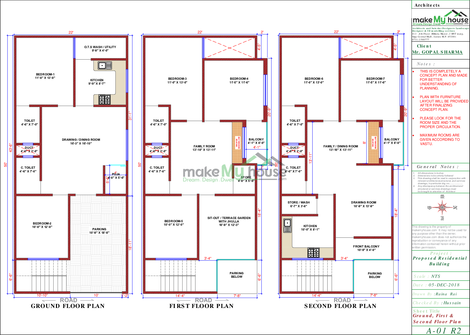 22x50 Home Plan 1100 Sqft Home Design 3 Story Floor Plan
