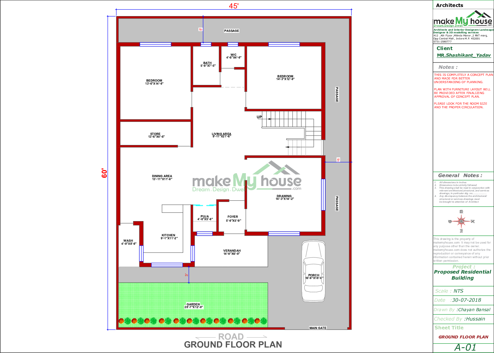 45x60 Home Plan 2700 Sqft Home Design 2 Story Floor Plan