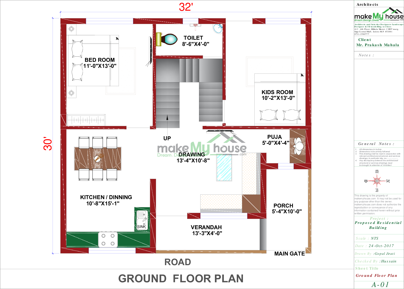 30x32 Home Plan 960 Sqft Home Design 1 Story Floor Plan