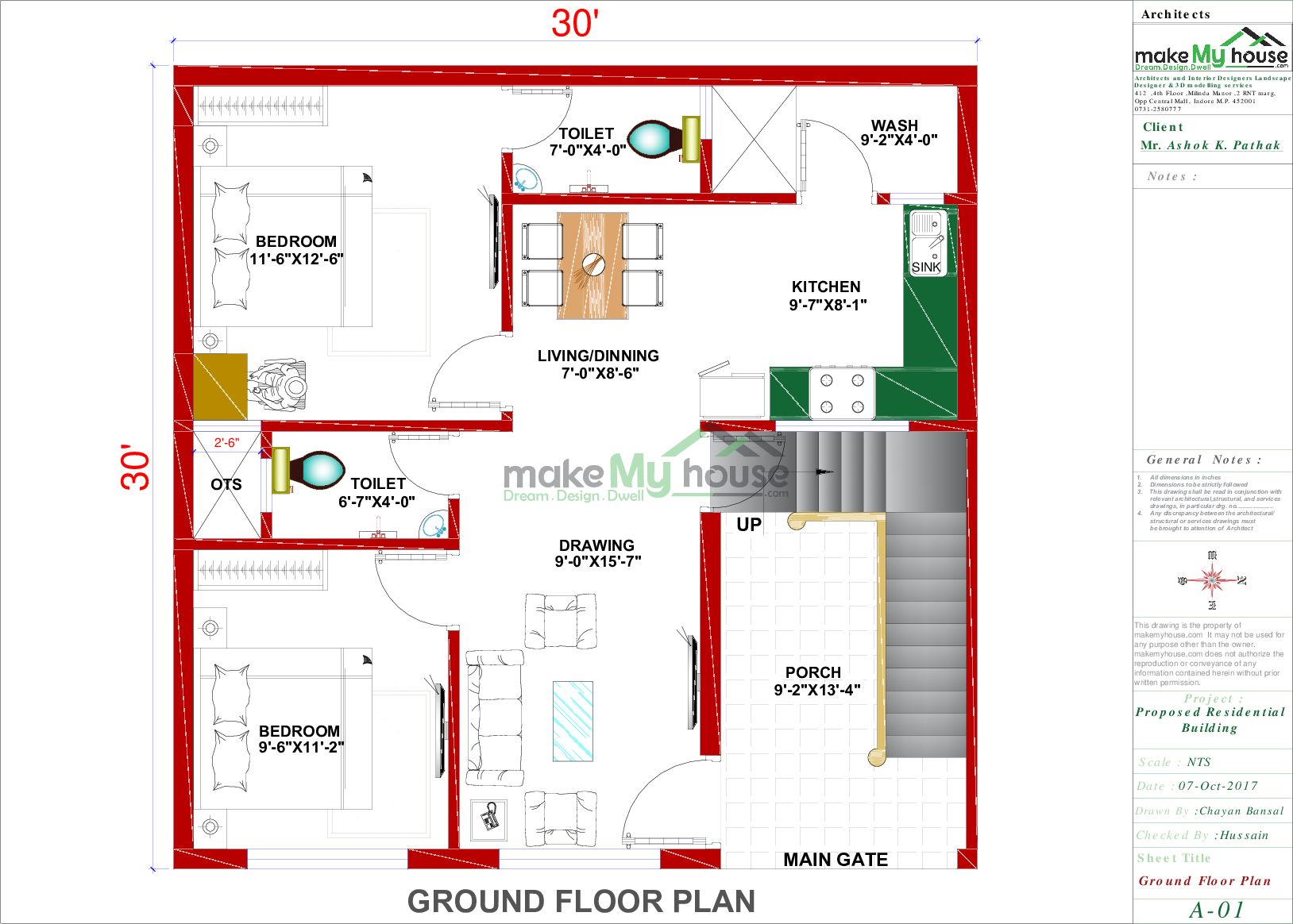 Buy 30x30 House Plan 30 By 30 Front Elevation Design 900sqrft Home Naksha