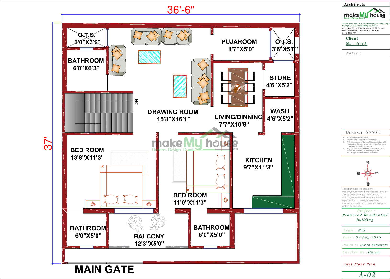 36x37 Home Plan 1332 Sqft Home Design 2 Story Floor Plan