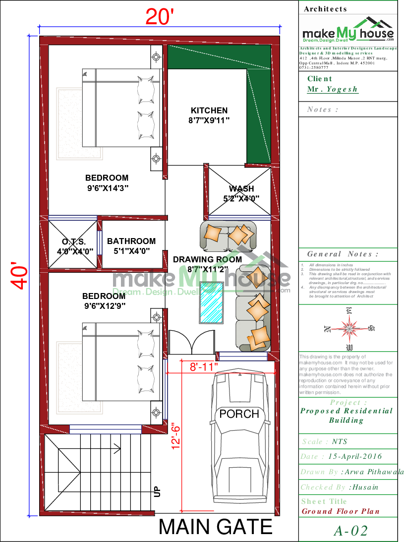 20 By 40 House Plan With Car Parking Best 800 Sqft House