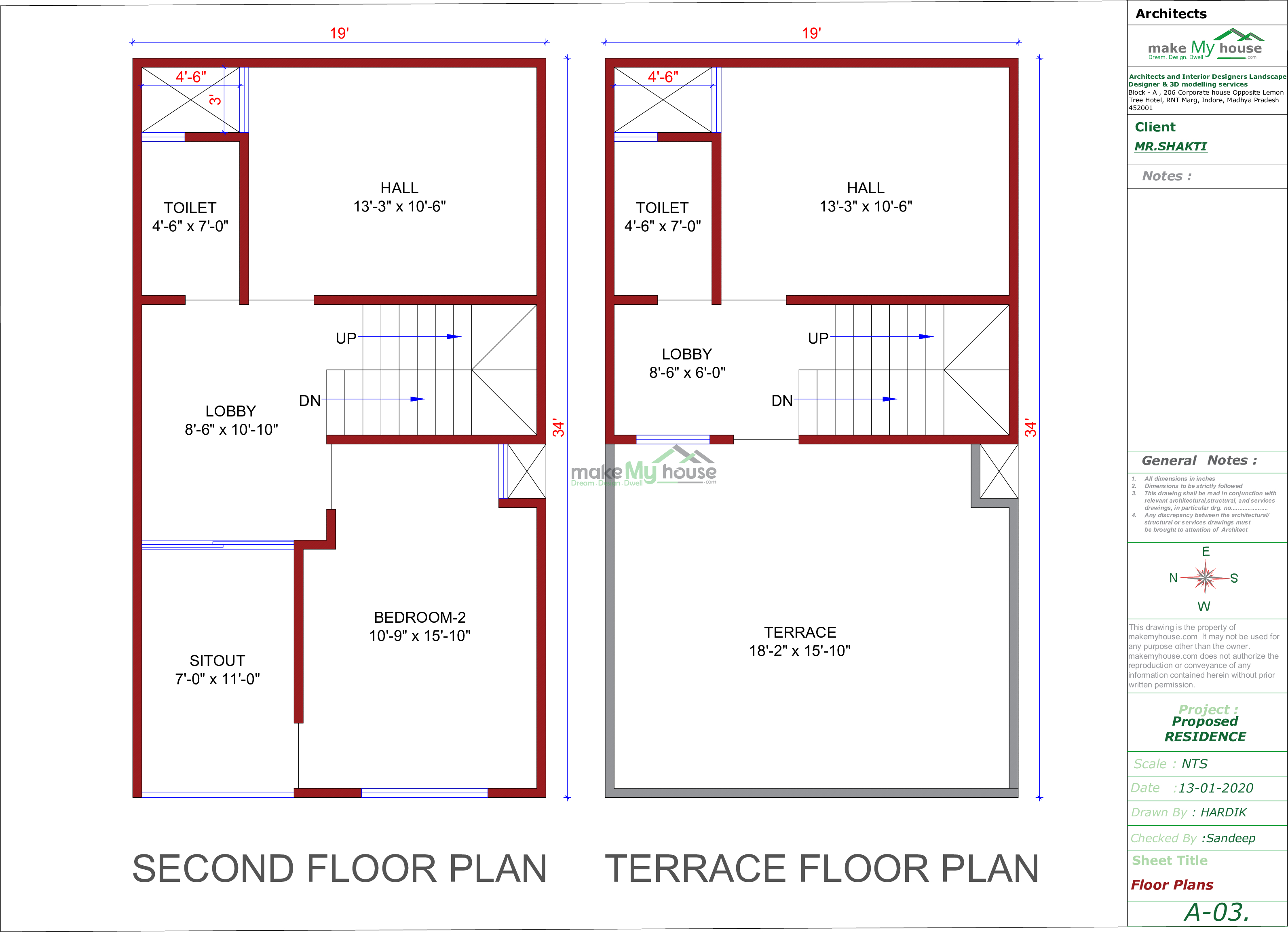19x34 Home Plan 646 Sqft Home Design 3 Story Floor Plan