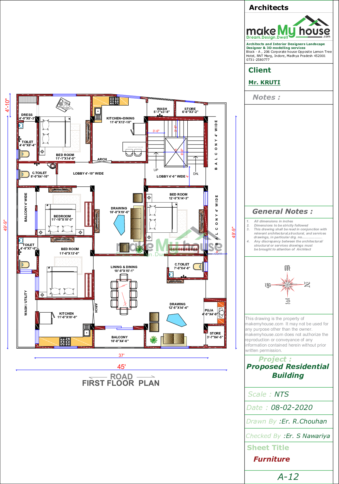 45x50 Home Plan 2250 Sqft Home Design 1 Story Floor Plan