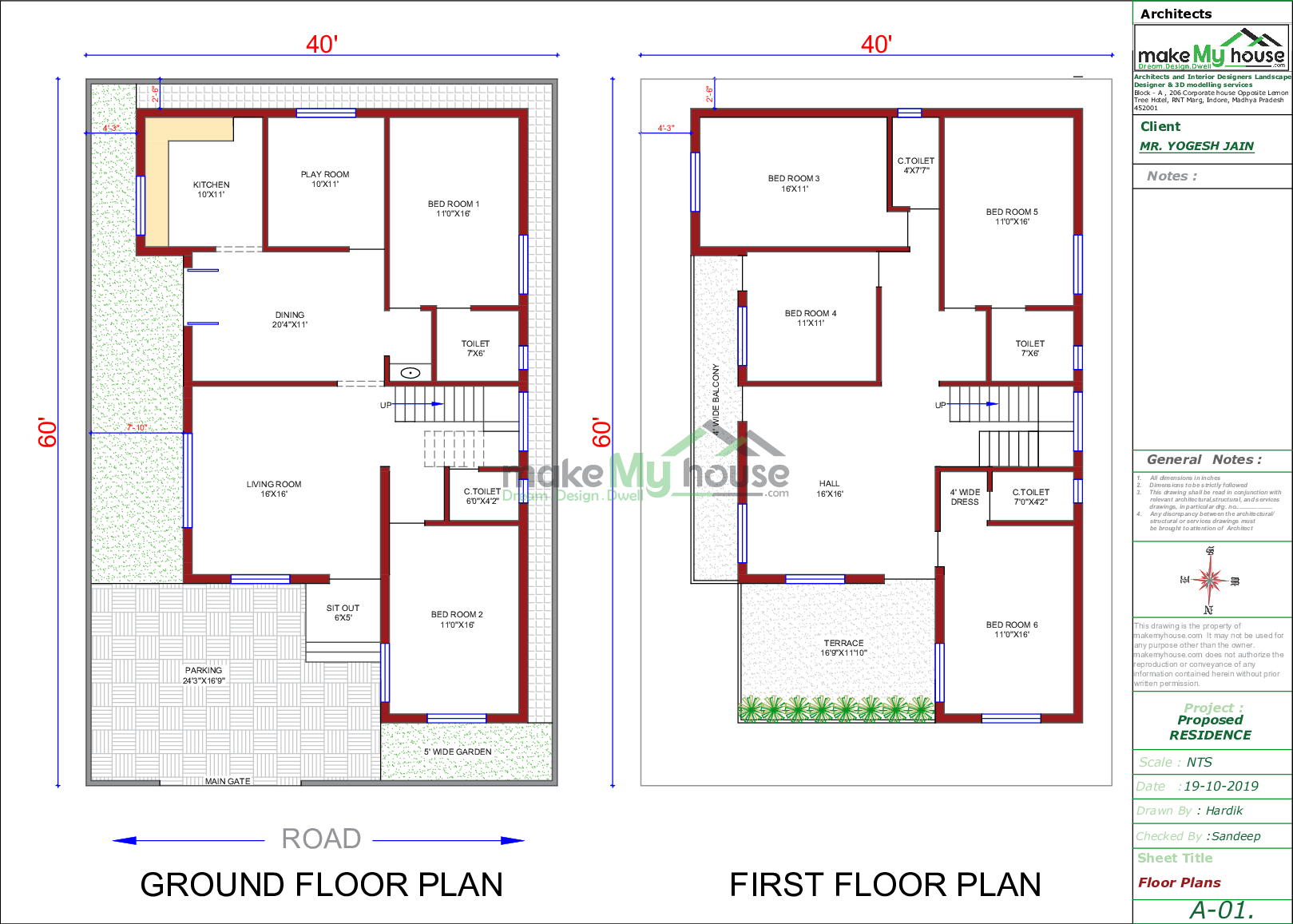 40x60 Home Plan 2400 Sqft Home Design 2 Story Floor Plan