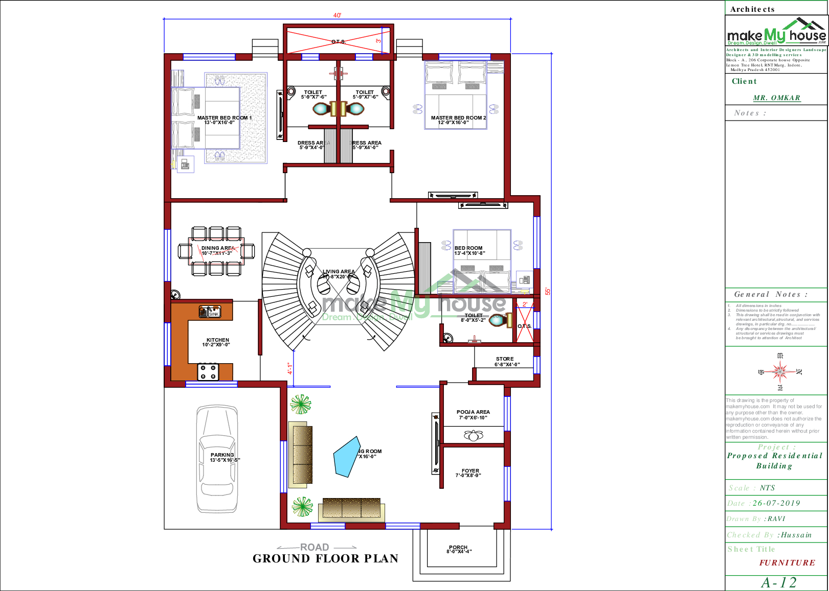 40x55 Home Plan 20 Sqft Home Design 2 Story Floor Plan