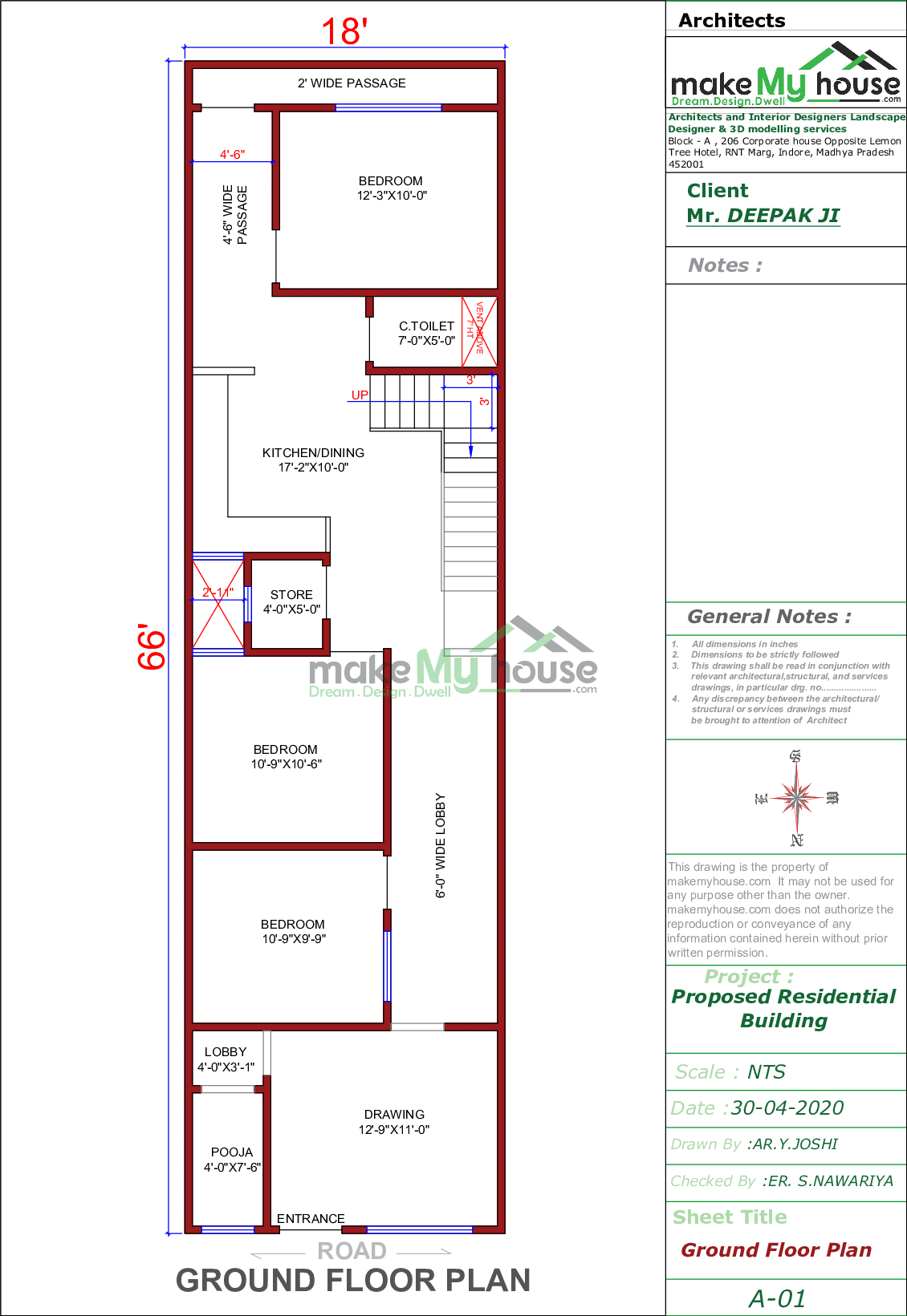 18x66 Home Plan 11 Sqft Home Design 1 Story Floor Plan