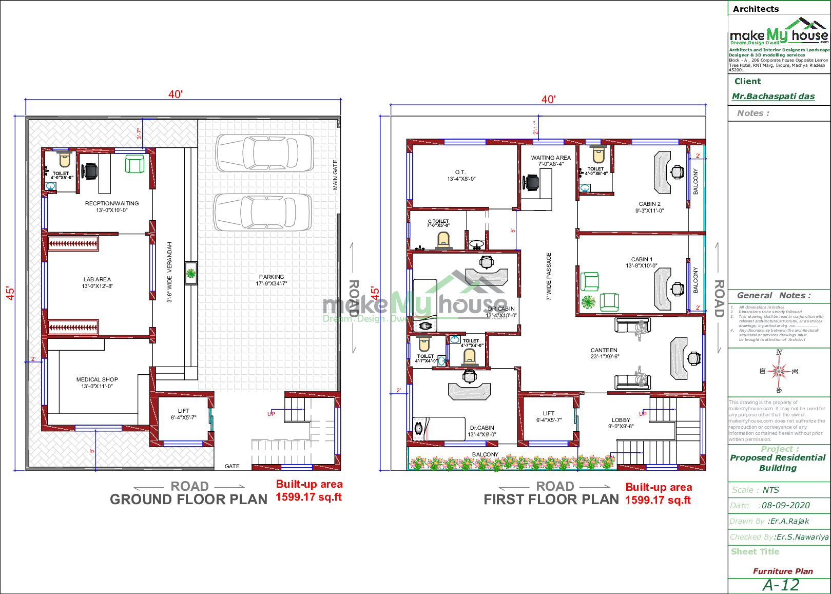 40x45 Hospital Plan 1800 Sqft Hospital Architecture Design Ideas