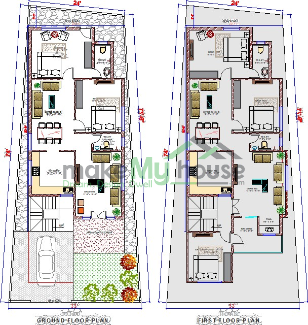 Buy 24x72 House Plan 24 By 72 Front Elevation Design 1728sqrft Home Naksha